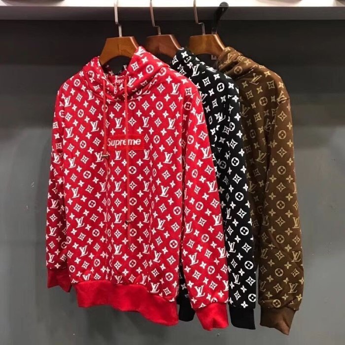 現貨熱銷-supreme×LV 合作款帽衫 連帽衛衣 毛圈衛衣 長袖帽T  男女款上衣外套