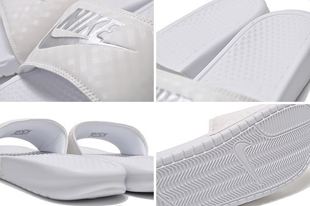 【鞋印良品】NIKE Benassi Swoosh JDI 男女款 343881102 全白 銀勾 鑽石 壓紋 運動拖鞋