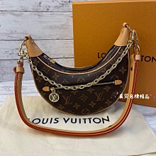 《真愛名牌精品》LV M81098 Loop 老花 碗豆包 / 彎月包 /半月包*全新*