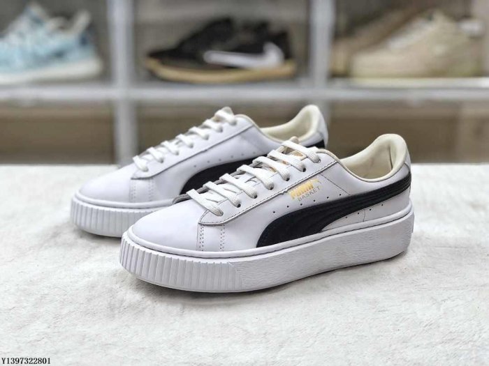 Puma Basket Platform Switch 黑白百搭  厚底增高休閒滑板鞋364040-05 女鞋