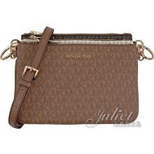 【茱麗葉精品】全新精品 MICHAEL KORS 專櫃商品 JET SET ITEM 印花三合一拉鍊斜背包.咖啡 現貨