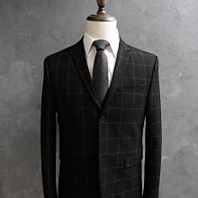 CA 瑞典品牌 H&M 黑色格紋 合身版 休閒西裝外套 EUR 50S 一元起標無底價Q402
