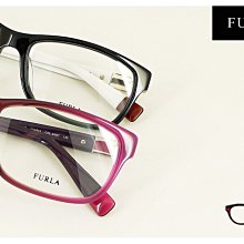 【My Eyes 瞳言瞳語】Furla 義大利品牌 黑白雙色膠框光學眼鏡 典雅OL氣質風 金屬環扣設計 (VU4844)