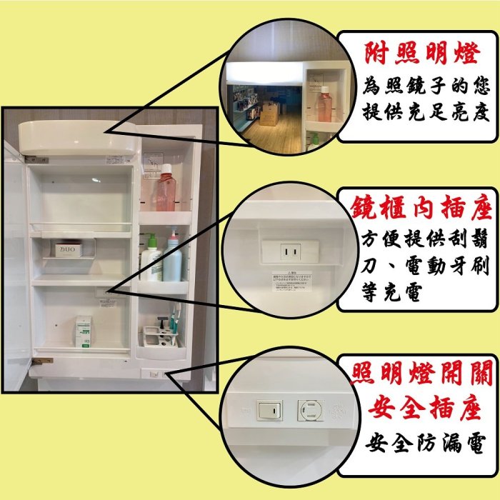 【信義安和店】附發票含安裝，Takara-standard日本原裝進口60CM單面收納鏡附照明