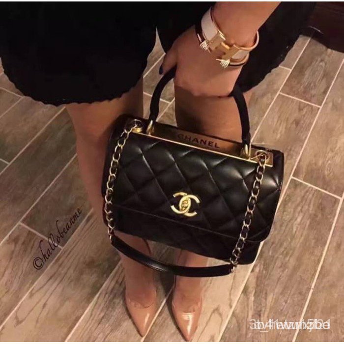 正品CHANEL  COCO A92236 手把口蓋包 金鍊 25cm 斜挎包 手提包gfhf kl OVE4