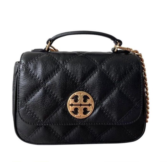 ~☆．•°莎莎~*~☆~ 加拿大代購 Tory Burch Willa Top Handel bag 菱格手提側肩二用包