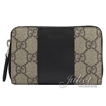 【茱麗葉精品】全新精品 GUCCI 專櫃商品 451242 GG Supreme 拼接印花拉鍊零錢包.駝/黑 預購無現貨