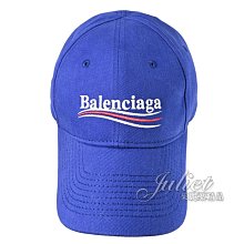 【茱麗葉精品】全新商品BALENCIAGA 巴黎世家 505985 電繡LOGO棉質棒球帽.藍 L 現貨