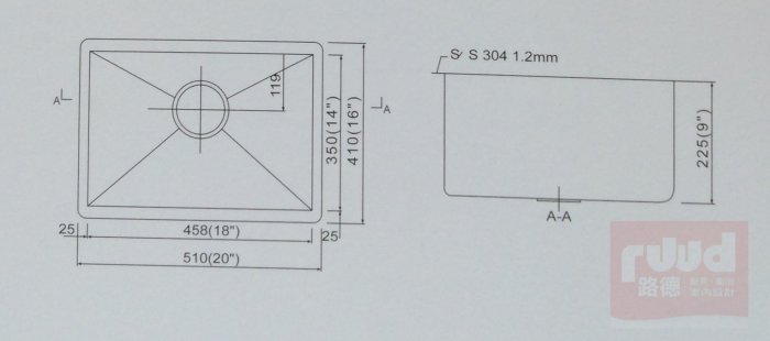 【路德廚衛】Lofn Rindr方型手工不鏽鋼水槽- KSSX-5080A   直角方形不銹鋼水槽 歡迎來電詢問!!!