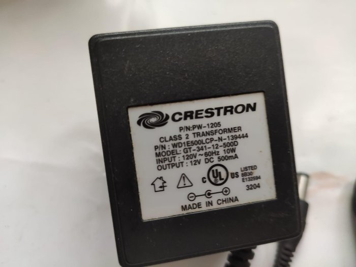 crestron GT-341-12-500D 整流器 .變壓器AC 120v to DC 12v 500ma 台中可自取