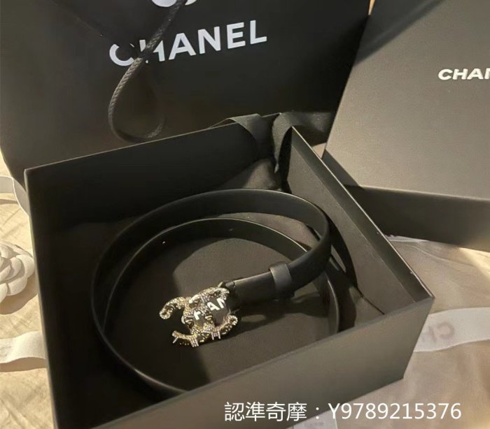 二手正品 Chanel   香奈兒大雙C 雙面 小牛皮 女生皮帶 腰帶 女神必備皮帶 黑色