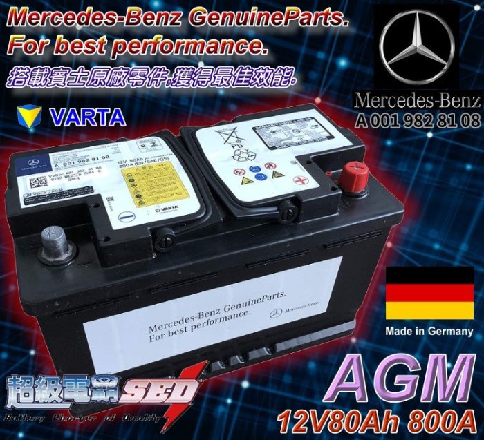 【電池達人】德國賓士 奔馳 BENZ 正廠電池 12V80AH AGM F21 VARTA A180 A200 C220