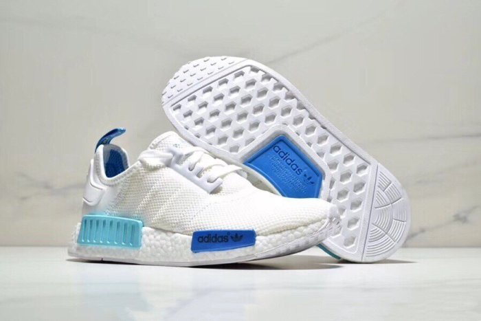 Adidas nmd white blue sale glow