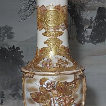 日本 明治早期 薩摩燒 金欄手 長頸大瓶