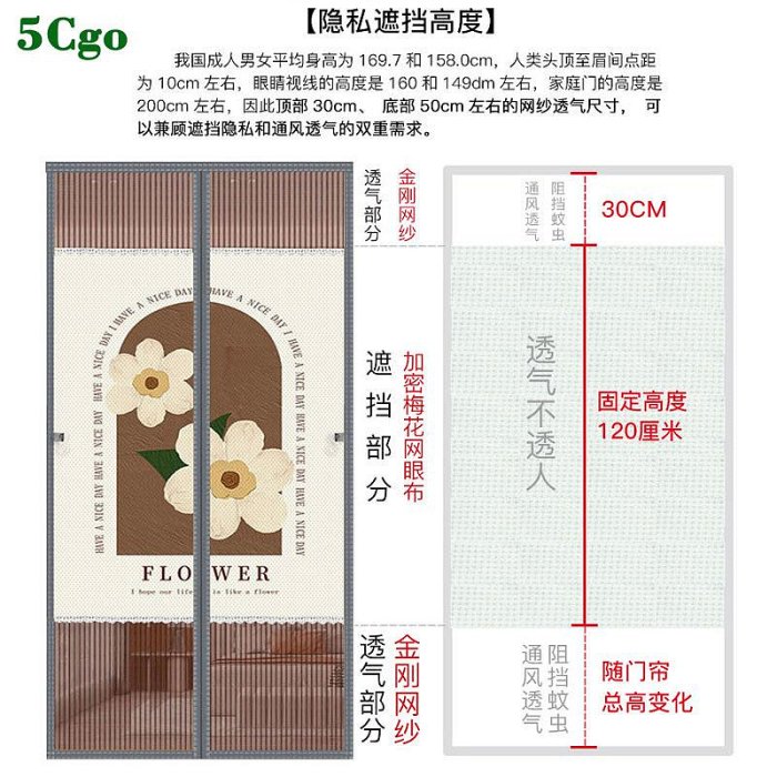 5Cgo【宅神】金剛網紗門簾子自吸磁鐵免打孔夏季防蚊紗門紗窗防蠅印花門窗家用加密紗窗隔斷門簾t701166858405