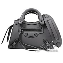 【茱麗葉精品】全新精品BALENCIAGA 巴黎世家 638524 Neo City 經典鉚釘小牛皮兩用機車包.灰 現貨