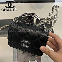 香奈兒 Chanel AP2758 新款 cc logo handle 黑銀牛皮 mini