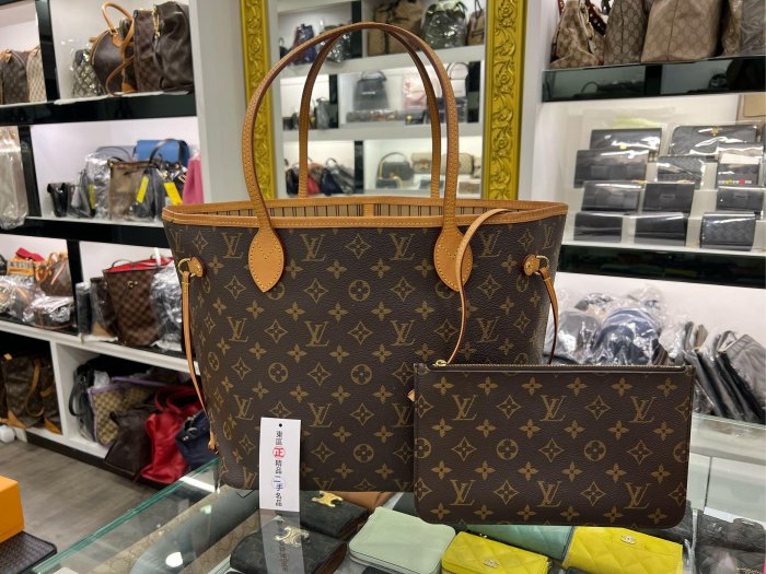 ㊣東區正精品㊣LV M40995 NEVERFULL MM 內米色附小包購物包肩背包中款 RZ4545