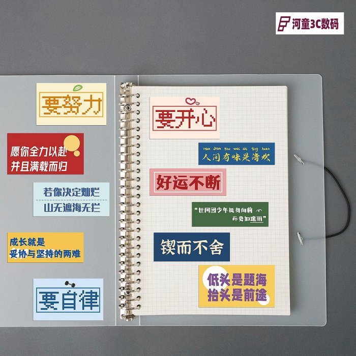 【原創】50張勵志文字貼紙簡約裝飾手機殼筆記本電腦DIY防【河童3C】