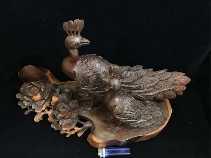 米羅原木雕塑.木雕藝術.台灣「紅豆杉」原木.一體成型.「吉祥物孔雀」.出清價29999