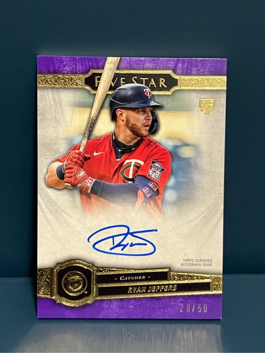 Ryan Jeffers RC卡面簽限量50張厚卡 2021 Topps Five Star 雙城第四棒