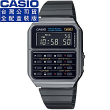 【柒號本舖】CASIO 卡西歐DATA BANK 鬧鈴計算機電子鋼帶錶-IP黑 # CA-500WEGG-1B (台灣公司貨全配盒裝)