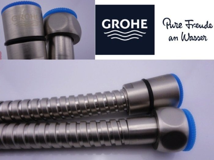 『現貨』德國GROHE 360度旋轉防纏繞 香檳色髮絲紋不銹鋼軟管
