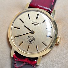 《寶萊精品》Longines 浪琴金黃圓弧型手動女錶