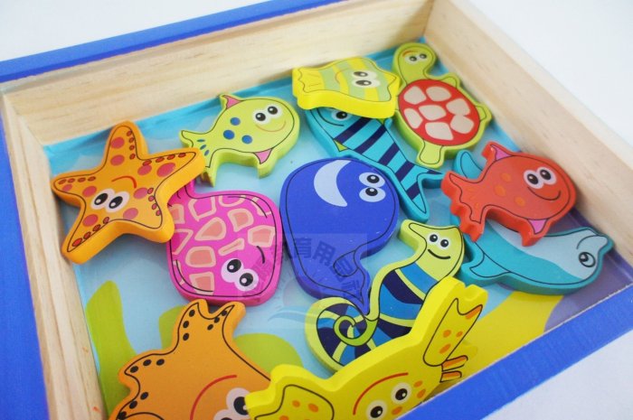 ※旭陽教育用品社※益智玩具-木盒裝木製磁性釣魚玩具組套裝/寶寶木製磁性釣魚玩具/親子互動遊戲玩具