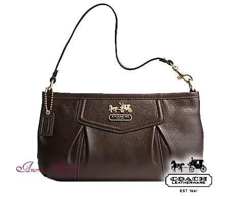 【美國精品館】COACH 44361  MADISON LEATHER LARGE WRISTLET (咖啡) 手提/側肩包~2,680含運