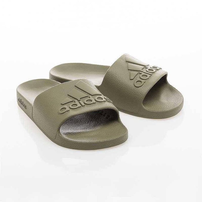 【adidas 愛迪達】ADILETTE AQUA 男/女 專業運動 游泳 運動拖鞋 軍綠 IF7372 尺寸:UK4-13