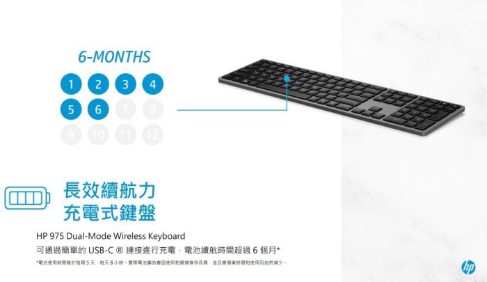 【HP展售中心】HP 975 Dual-Mode Wireless Keyboard【3Z726AA】充電式無線藍牙鍵盤【現貨】