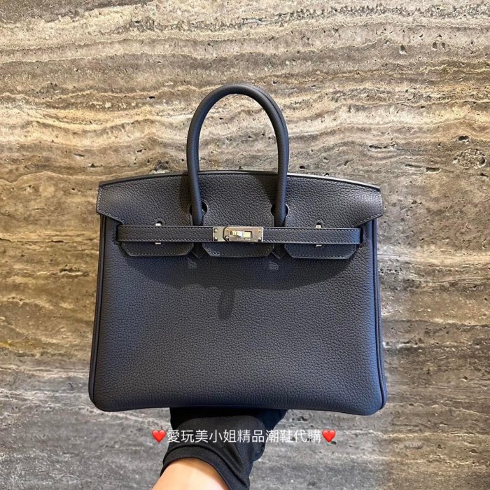 HERMES 愛馬仕 Birkin 25 3Y Caban 銀釦 Togo 🖤