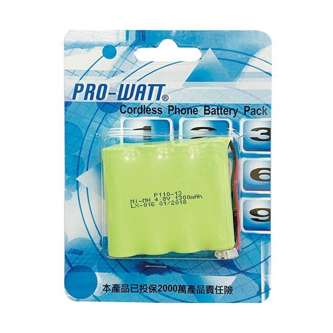 ☆ID物聯舖☆PRO-WATT P110萬用接頭 無線電話電池4.8V 1300mah (尺寸:AA*4)