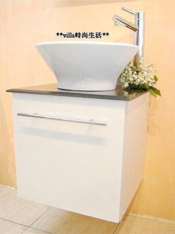 -villa時尚生活-- 設計師用al-45三件式面盆浴櫃組(黑色檯面 碗盆 發泡浴櫃)