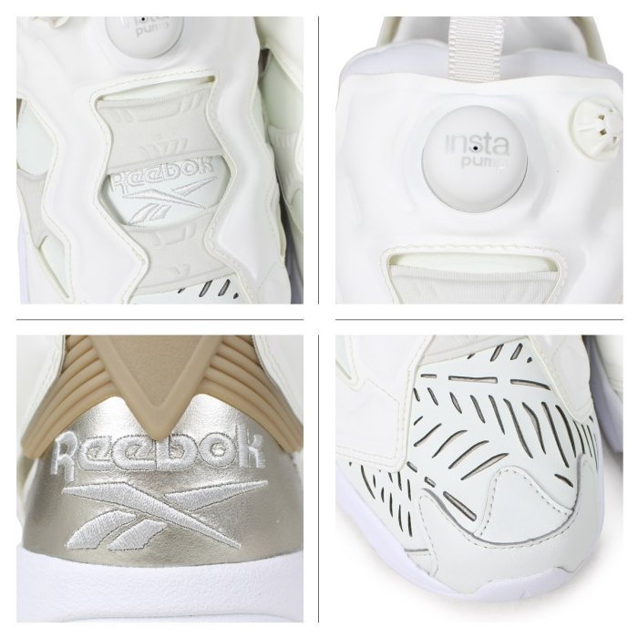 =CodE= REEBOK INSTA PUMP FURY CUTOUTS 雕花皮革充氣慢跑鞋(白銀) CM9817 女