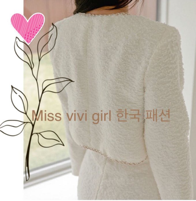 2件 Miss vivi girl-小香風套裝［上衣+裙］/白/S~XL