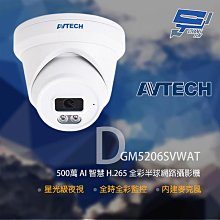 昌運監視器 AVTECH 陞泰 DGM5206SVWAT 500萬 全彩半球網路攝影機 內建麥克風