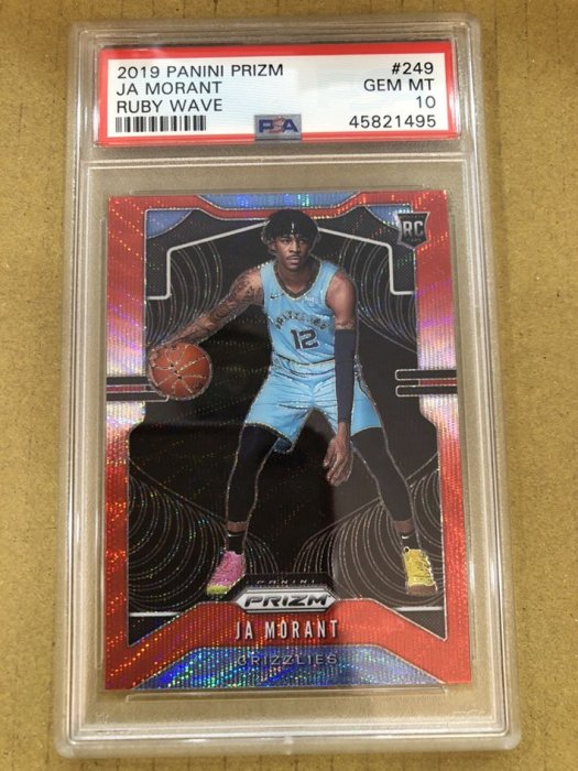 2019-20 NBA Panini Prizm 灰熊 Ja Morant Ruby Wave 新人卡〈鑑定10級〉