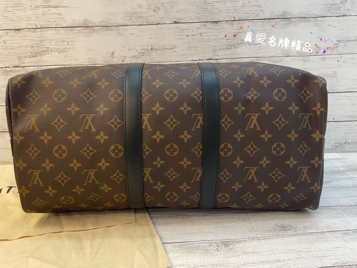 《真愛名牌精品》LV M56711 KEEPALL BANDOULIÈRE 45 老花 旅行袋  *全新品*