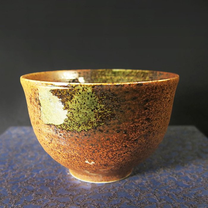 【桑園の】日本古窯 備前燒 自然窯色彩 手捏陶  抹茶碗 M 4111