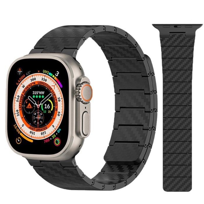 適用於Apple Watch Ultra 8 7 6 5 41mm 3 2 錶帶的碳纖維磁吸鏈式回環表帶 49 45mm