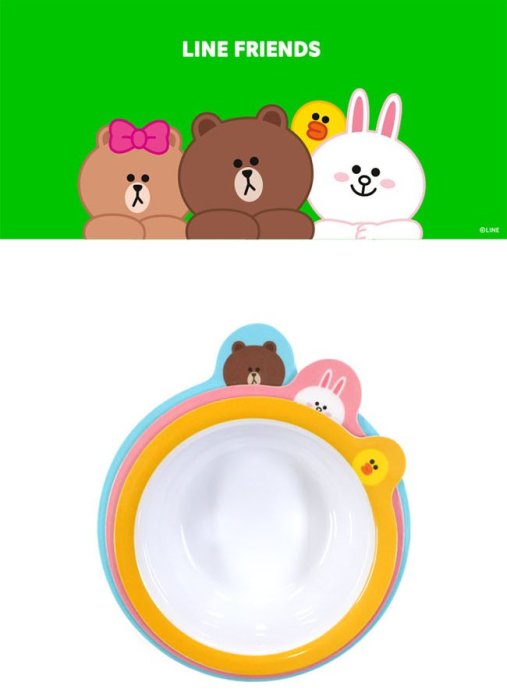 【傳說企業社】碗 LINE friends 熊大 兔兔 莎莉 3入 兒童 餐碗 餐具 組合 正版韓國進口授權