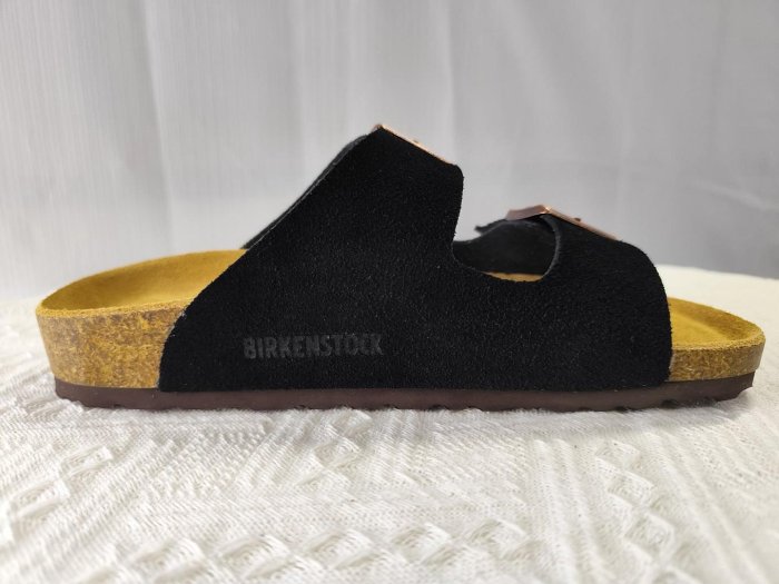 birkenstock 勃肯鞋情侶款真皮牛皮軟木厚底休閒拖鞋涼鞋黑色絨面35-45