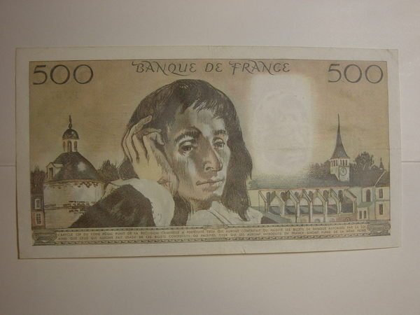 法國(France), 1982年,500法朗,95成新!!極稀少紙鈔!!