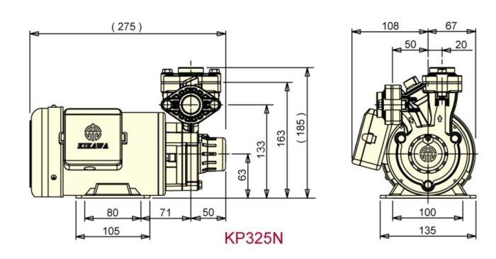 【川大泵浦】(東元馬達) 木川1/2HP抽水馬達。抽水機。KP-320NT 不生銹水機 附溫控開關