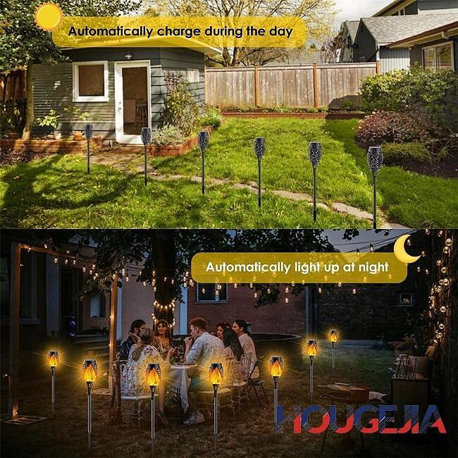 Houg 4 件裝 12led 太陽能手電筒防水超亮自動開關戶外燈,用於花園裝飾