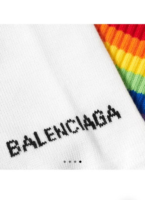 賠售3折 BALENCIAGA Rainbow Kiss Me Socks 白色中長襪 彩色 巴黎世家 彩虹