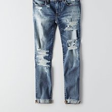 Maple麋鹿小舖 American Eagle ＊ AE 洗舊刷破合身長褲JEGGING CROP ＊(現貨6R號)