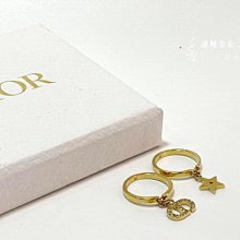 台南店 遠麗全新二手名牌館~M0837 Dior 金色金屬星星CD字樣一對戒指K